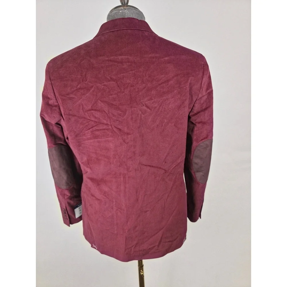 Nautica Sport Coat Mens 44R Red Bard Corduroy Elbow Patch Blazer Suit Jacket NWT